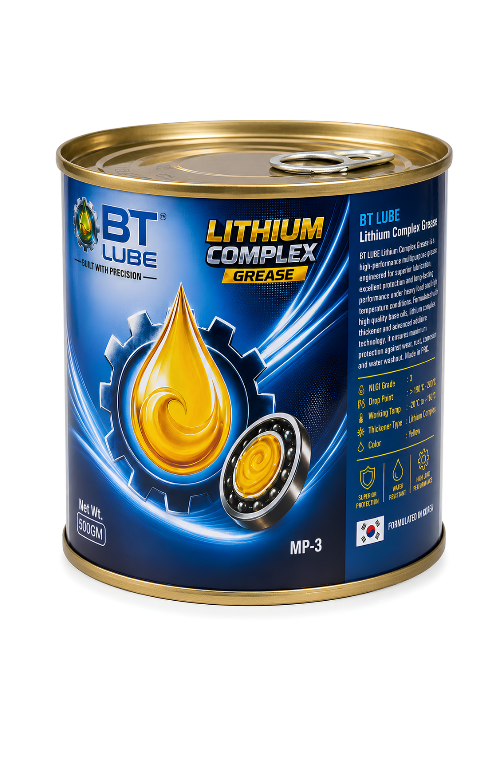 BT Lube Lithium Complex Grease MP-3 Yellow 500GM can